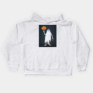 Ghost men with pumpkin head and candies Kids Hoodie